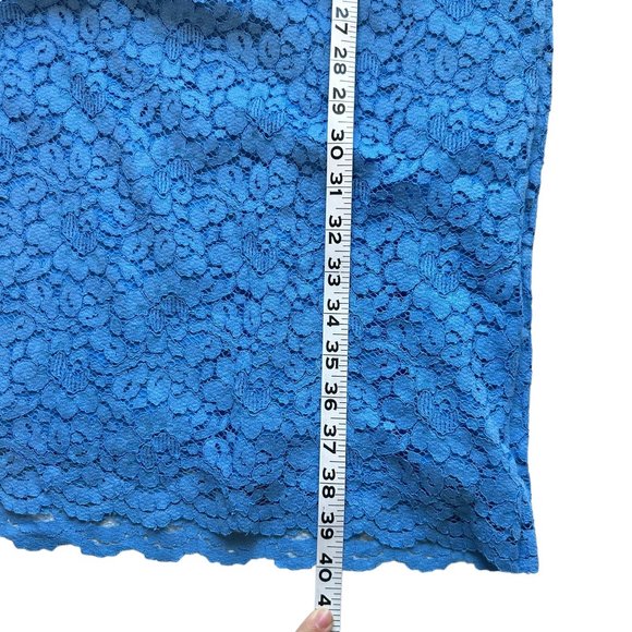 Banana Republic L Cornflower Blue Lace Flutter Sleeve Collared Polo Knee Length - Picture 12 of 14